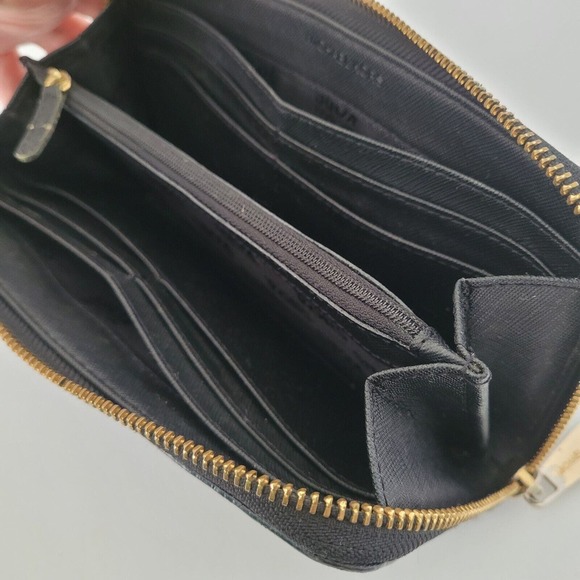 MICHAEL KORS Black Saffiano Leather Zip Around Wallet Card Bill Holder Classic - Picture 6 of 12